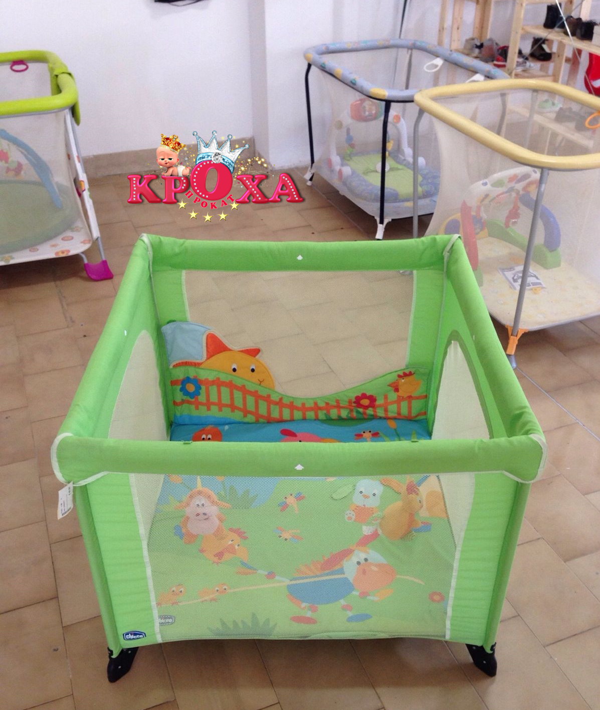 кровать манеж chicco open green playpen